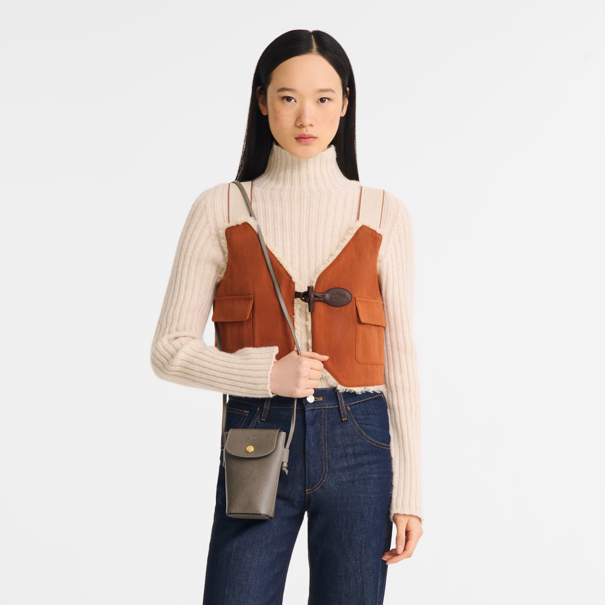 Épure Étui de téléphone avec lanière en cuir
